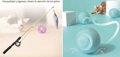 COMBO PELOTA MÁGICA + CAÑA DE PESCAR - PARA GATO🐱